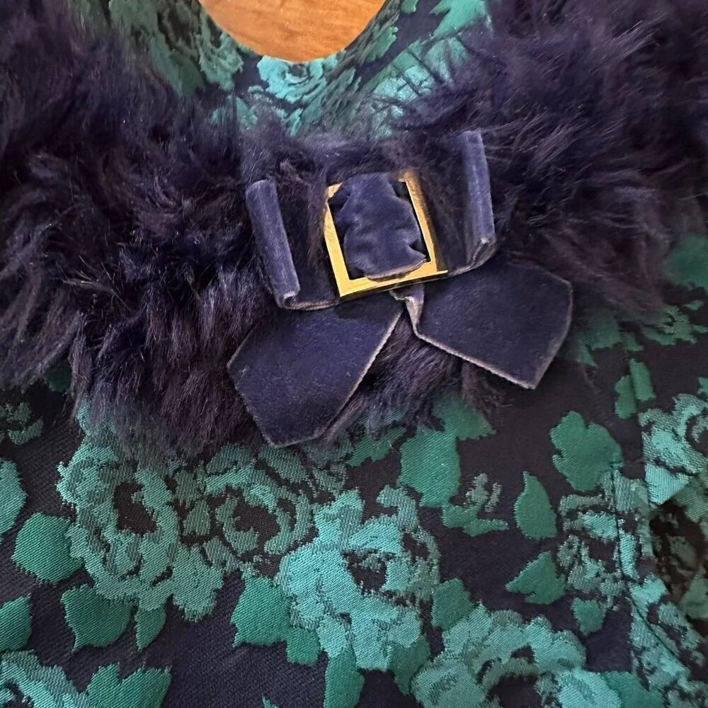 Janie and Jack holiday jacquard dress with fur collar